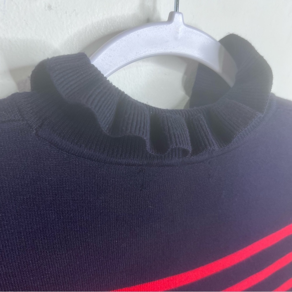 1901 Nordstrom French Striped Mock Neck Knit Dress Navy/Red Size S - Picture 12 of 16
